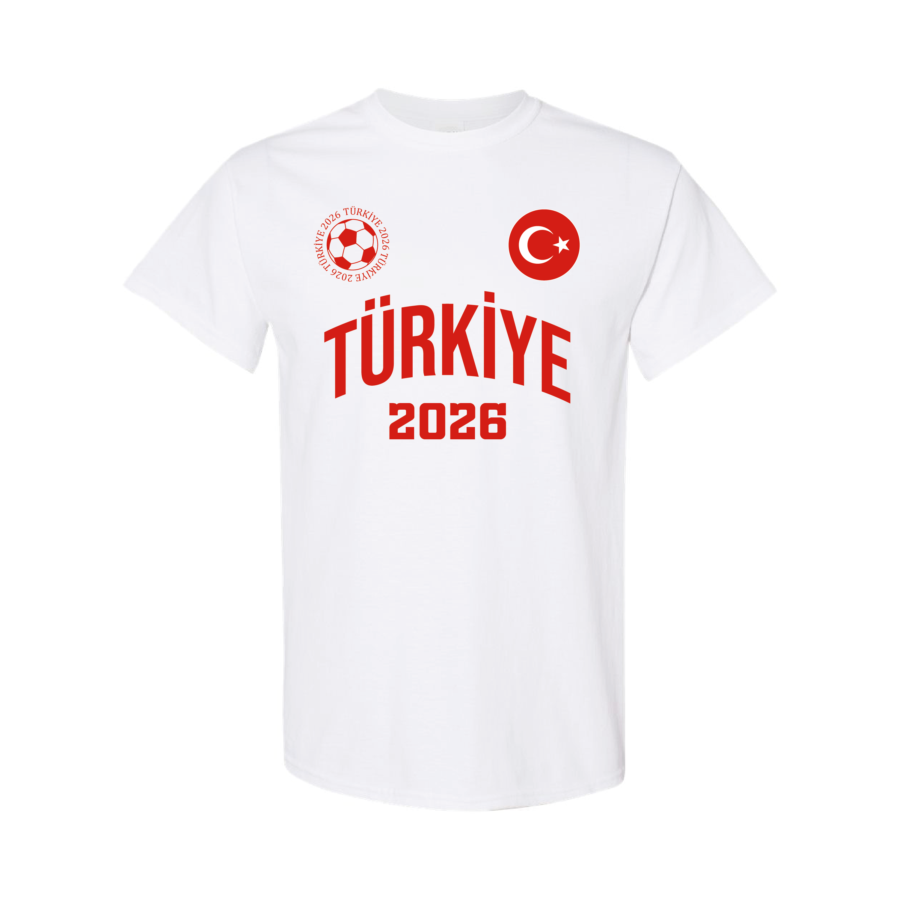 Türkiye Football 2026 T-Shirt – White&Red Cotton Turkish Premium Tee 01