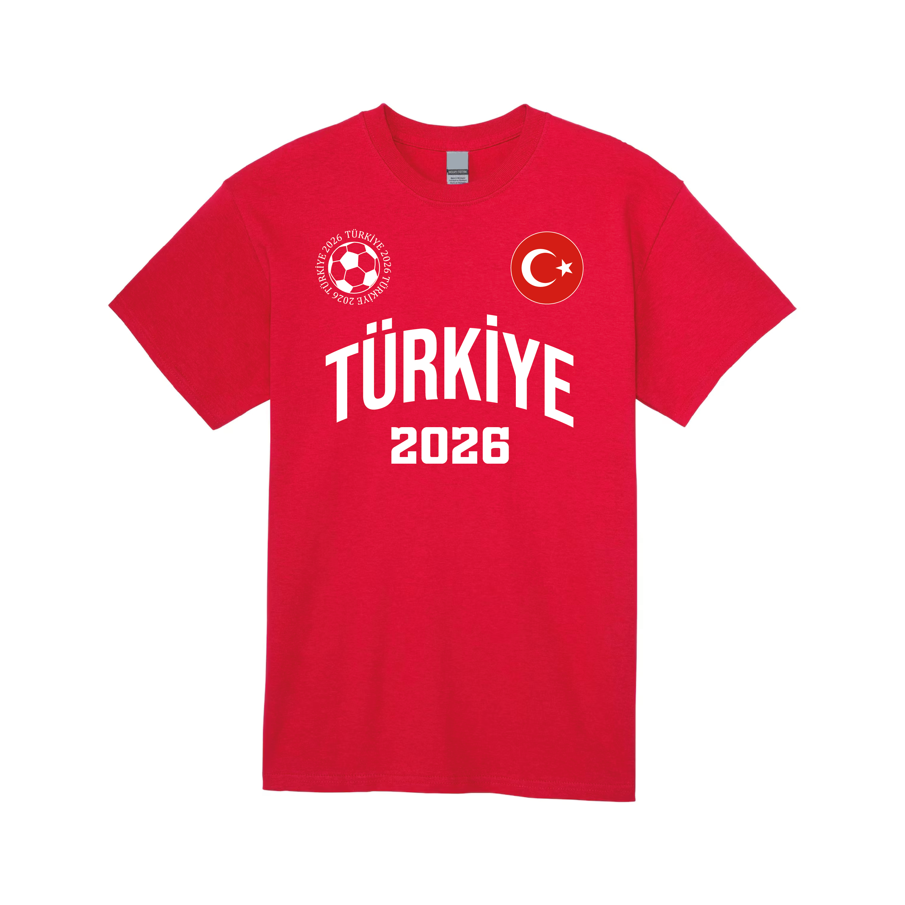 Türkiye Football 2026 T-Shirt – White&Red Cotton Turkish Premium Tee 02