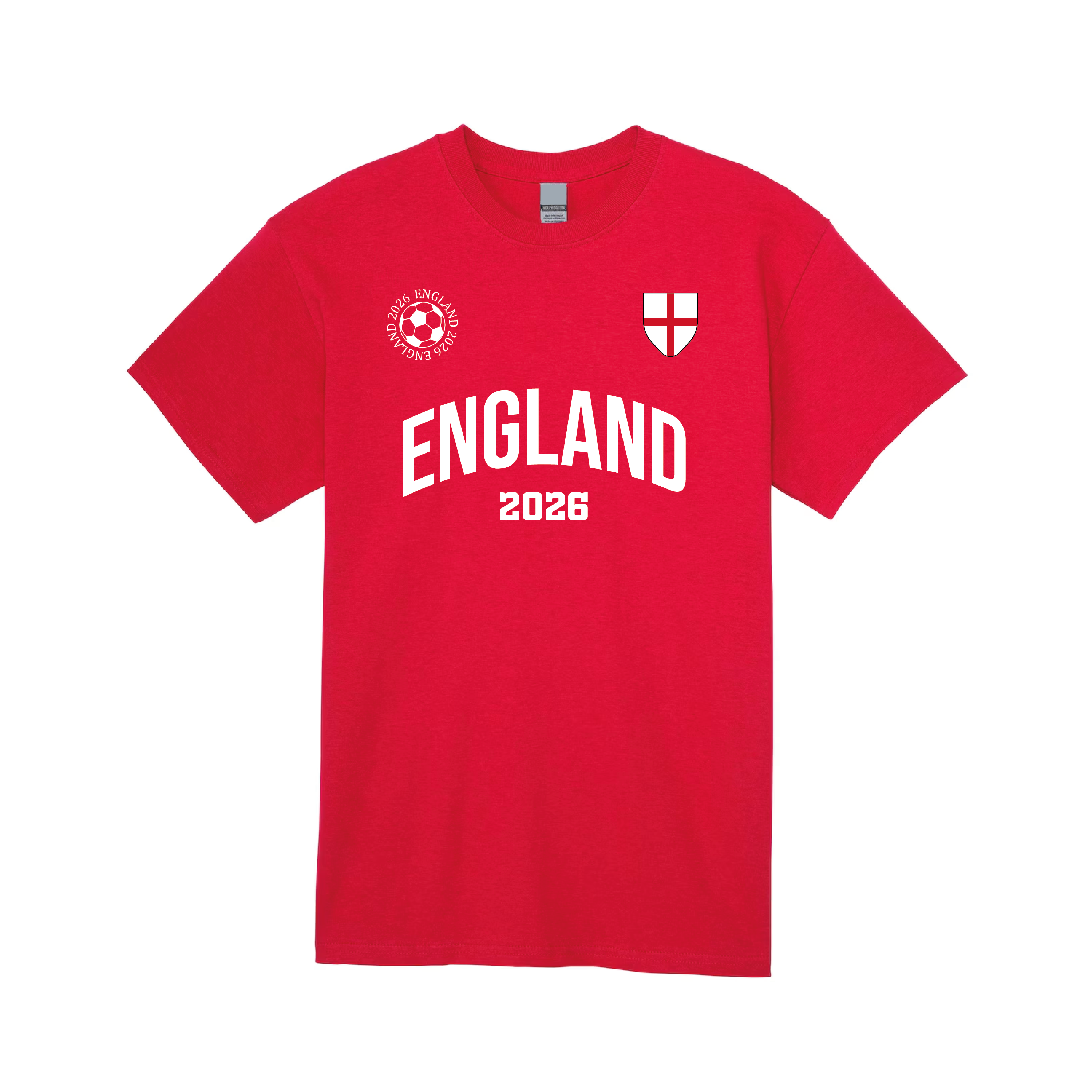England Flag T-Shirt – Red & White Cotton England Football Premium Tee 205