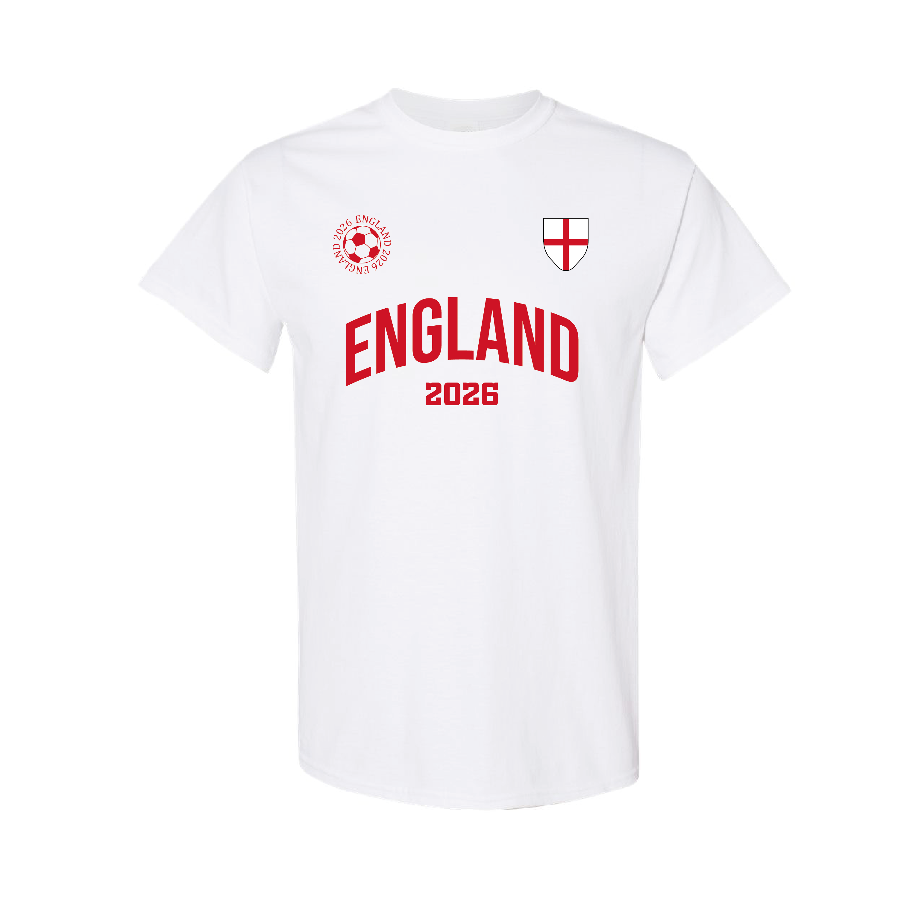 England Flag T-Shirt – Red & White Cotton England Football Premium Tee 206